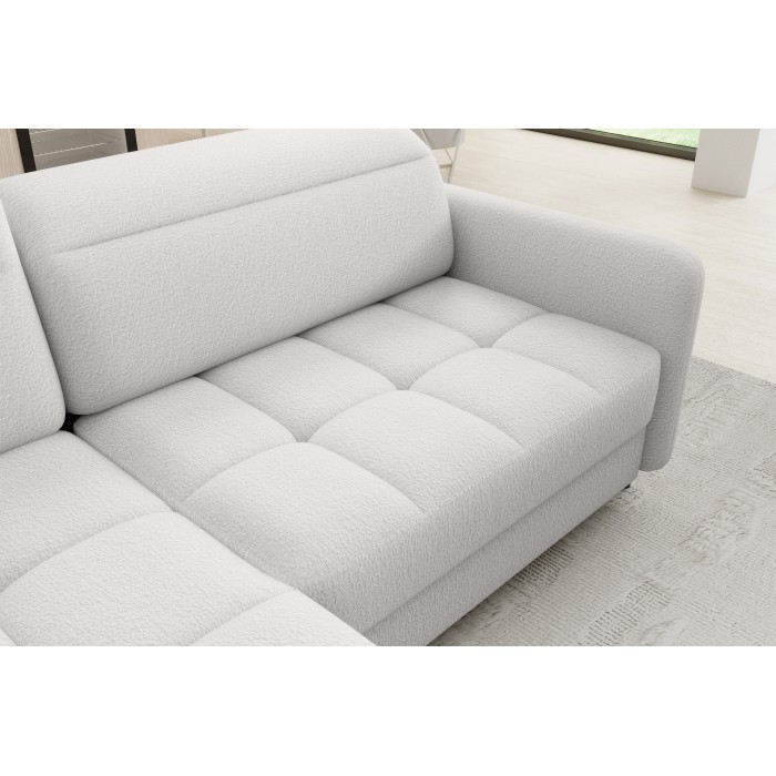 Canapé d’angle gauche convertible BARNEA 208 cm blanc avec rangement 