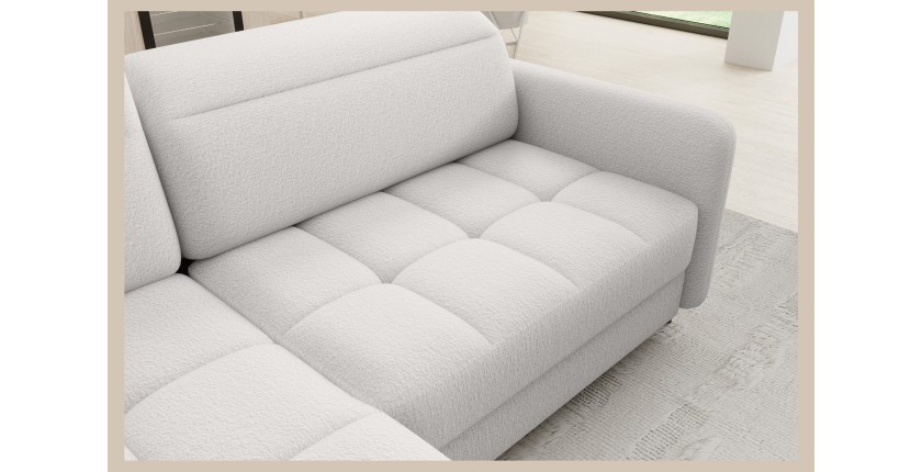 Canapé d’angle gauche convertible BARNEA 208 cm blanc avec rangement 