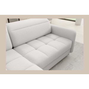 Canapé d’angle gauche convertible BARNEA 208 cm blanc avec rangement 