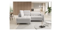 Canapé d’angle gauche convertible BARNEA 208 cm blanc avec rangement 