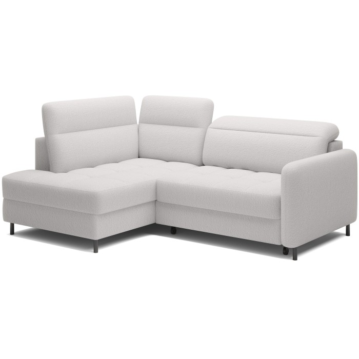 Canapé d’angle gauche convertible BARNEA 208 cm blanc avec rangement 