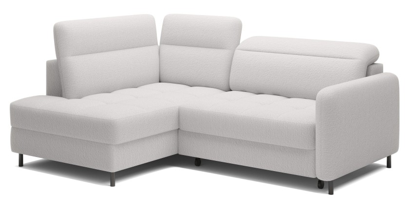 Canapé d’angle gauche convertible BARNEA 208 cm blanc avec rangement 