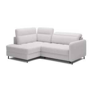 Canapé d’angle gauche convertible BARNEA 208 cm blanc avec rangement 