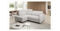 Canapé d’angle gauche convertible BARNEA 208 cm blanc avec rangement 