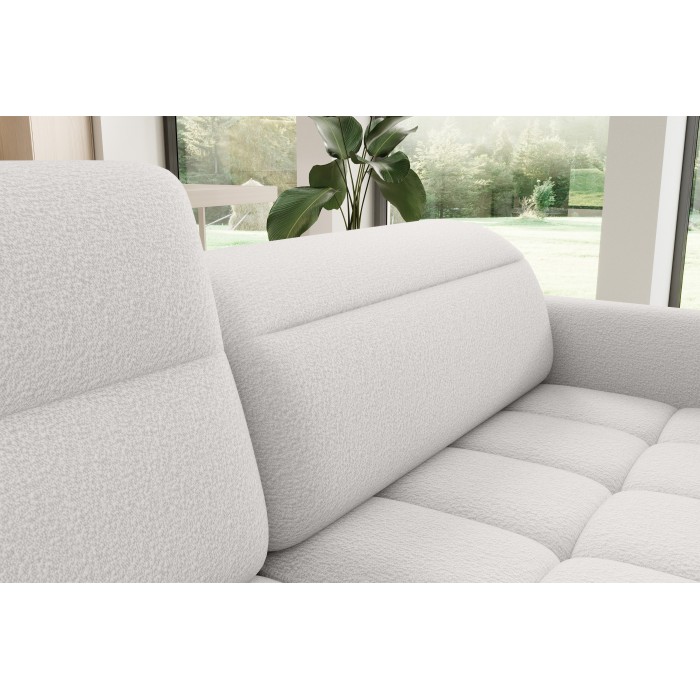 Canapé d’angle gauche convertible BARNEA 208 cm blanc avec rangement 