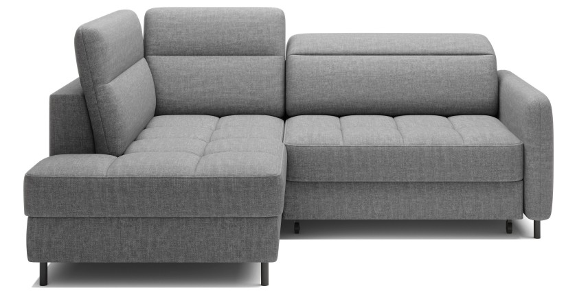 Canapé d’angle gauche convertible BARNEA 208 cm gris chiné avec rangement 