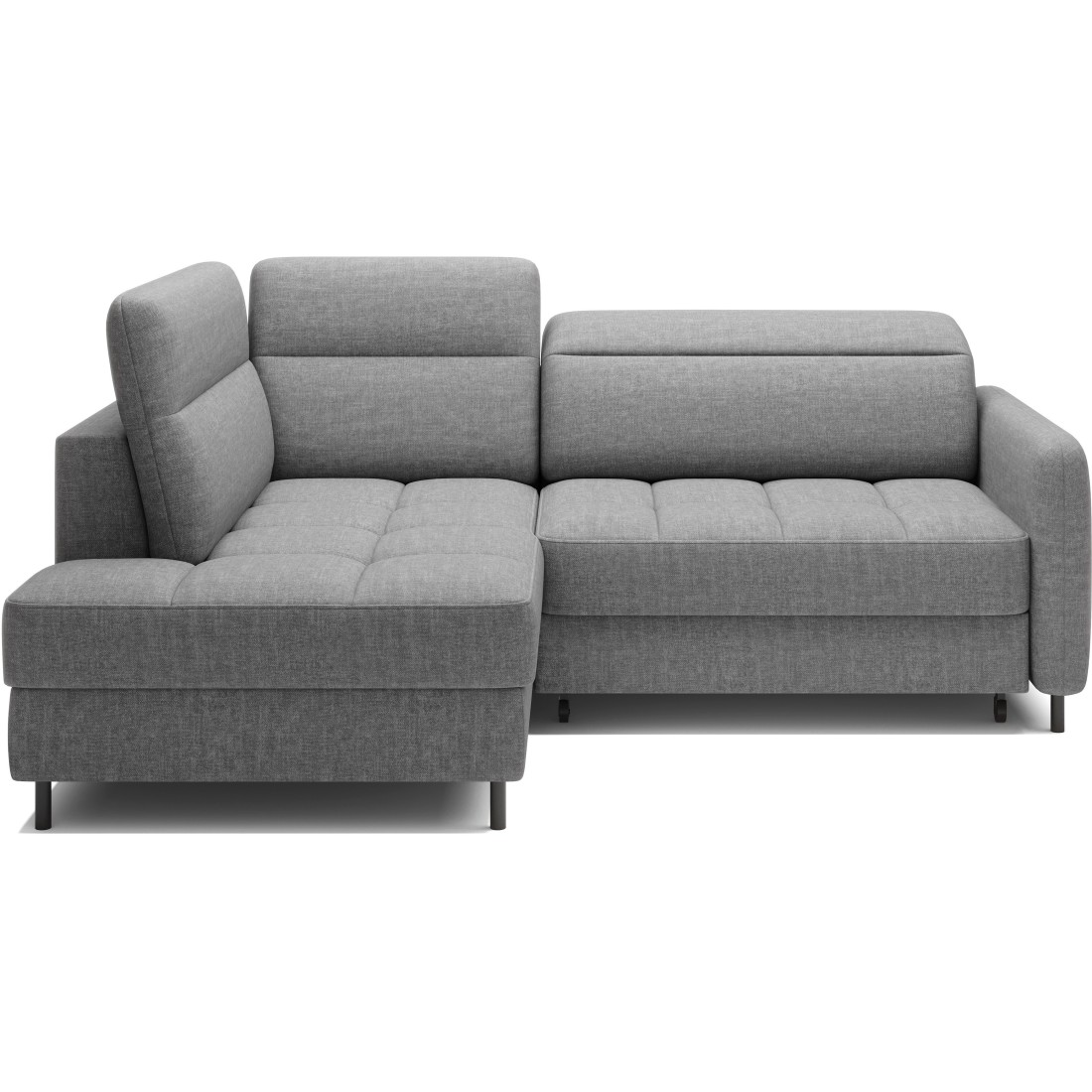Canapé d’angle gauche convertible BARNEA 208 cm gris chiné avec rangement 