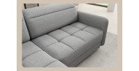 Canapé d’angle gauche convertible BARNEA 208 cm gris chiné avec rangement 