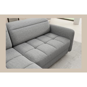 Canapé d’angle gauche convertible BARNEA 208 cm gris chiné avec rangement 