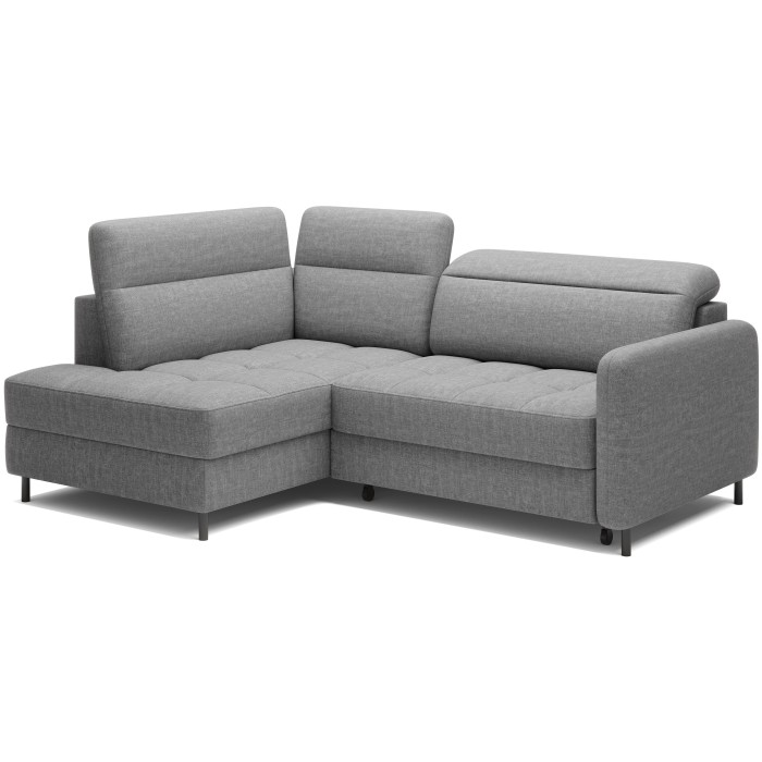 Canapé d’angle gauche convertible BARNEA 208 cm gris chiné avec rangement 