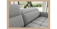 Canapé d’angle gauche convertible BARNEA 208 cm gris chiné avec rangement 