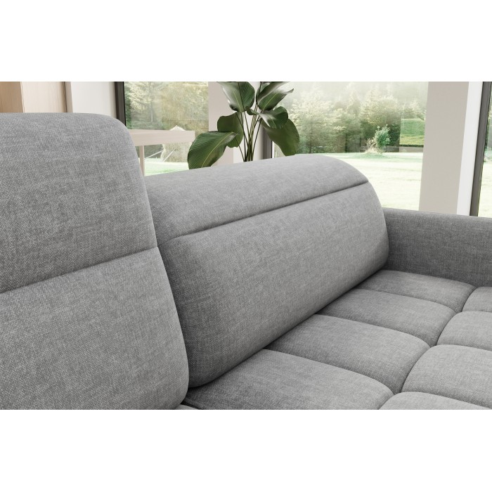 Canapé d’angle gauche convertible BARNEA 208 cm gris chiné avec rangement 