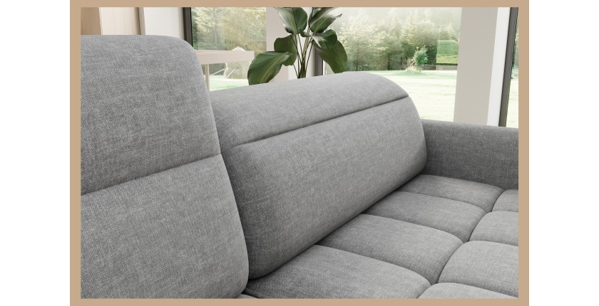 Canapé d’angle gauche convertible BARNEA 208 cm gris chiné avec rangement 
