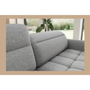 Canapé d’angle gauche convertible BARNEA 208 cm gris chiné avec rangement 