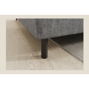 Canapé d’angle gauche convertible BARNEA 208 cm gris chiné avec rangement 