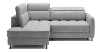 Canapé d’angle gauche convertible BARNEA 208 cm gris clair avec rangement 