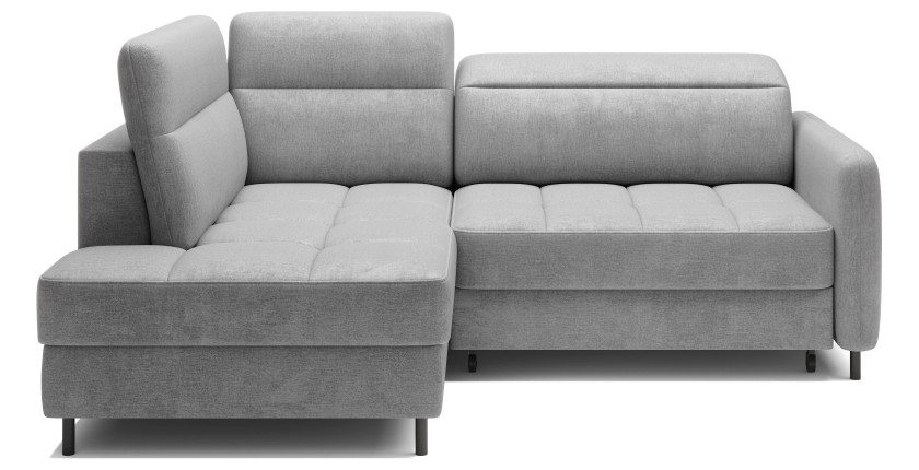 Canapé d’angle gauche convertible BARNEA 208 cm gris clair avec rangement 