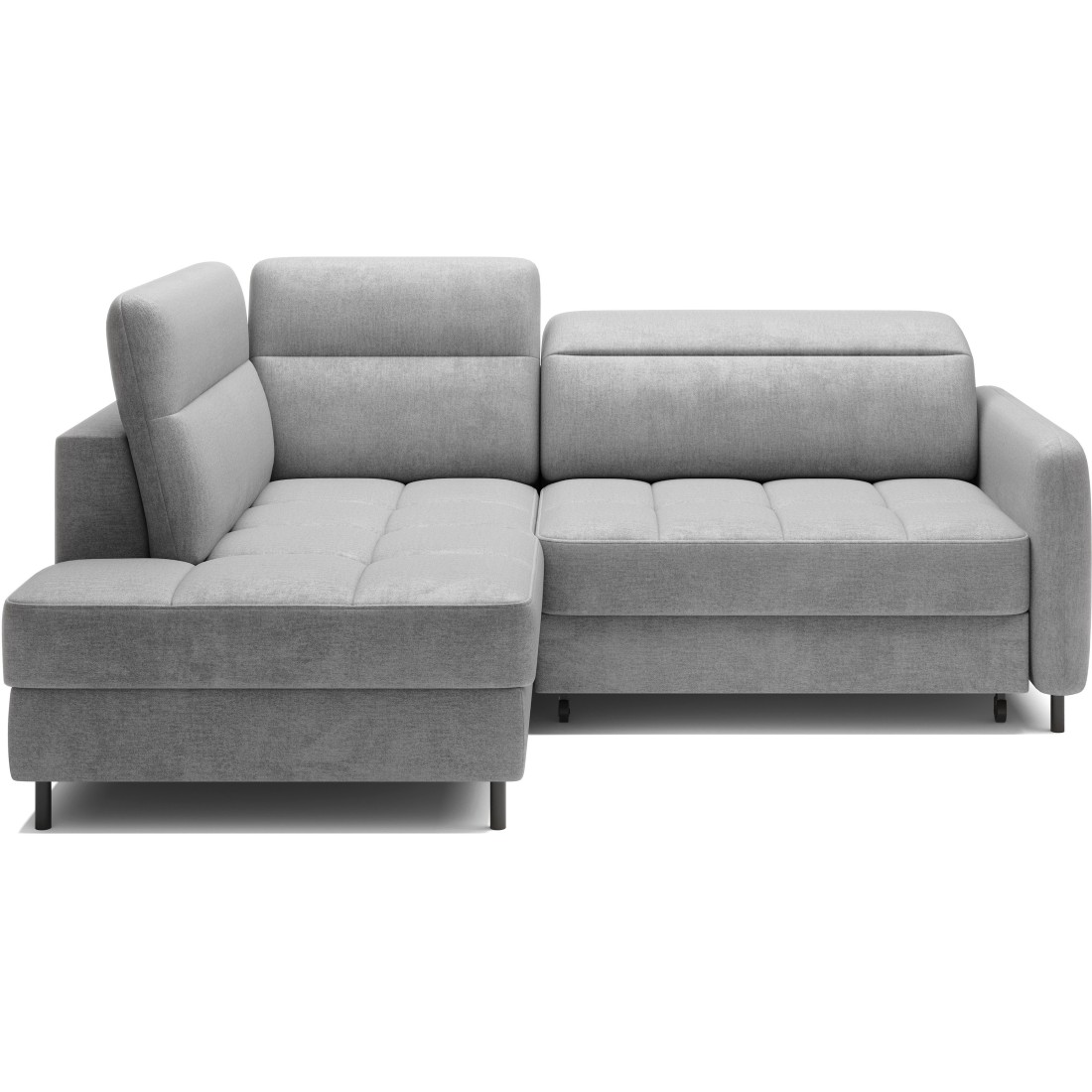 Canapé d’angle gauche convertible BARNEA 208 cm gris clair avec rangement 