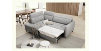 Canapé d’angle gauche convertible BARNEA 208 cm gris clair avec rangement 