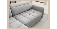 Canapé d’angle gauche convertible BARNEA 208 cm gris clair avec rangement 