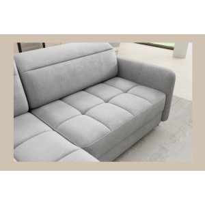 Canapé d’angle gauche convertible BARNEA 208 cm gris clair avec rangement 