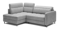 Canapé d’angle gauche convertible BARNEA 208 cm gris clair avec rangement 