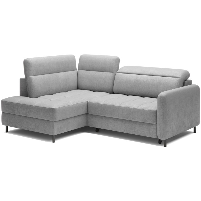 Canapé d’angle gauche convertible BARNEA 208 cm gris clair avec rangement 