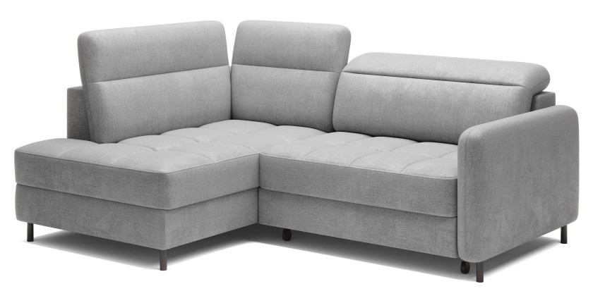 Canapé d’angle gauche convertible BARNEA 208 cm gris clair avec rangement 