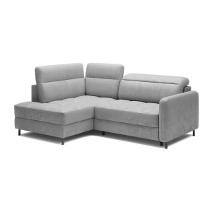 Canapé d’angle gauche convertible BARNEA 208 cm gris clair avec rangement 