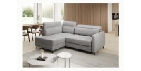 Canapé d’angle gauche convertible BARNEA 208 cm gris clair avec rangement 