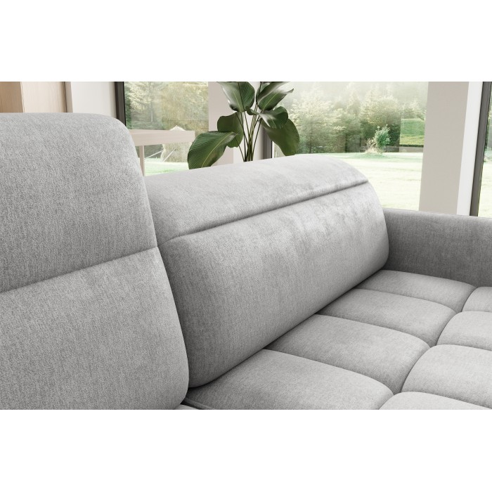 Canapé d’angle gauche convertible BARNEA 208 cm gris clair avec rangement 