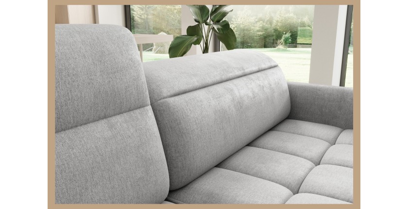 Canapé d’angle gauche convertible BARNEA 208 cm gris clair avec rangement 