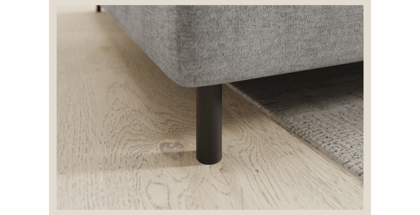 Canapé d’angle gauche convertible BARNEA 208 cm gris clair avec rangement 