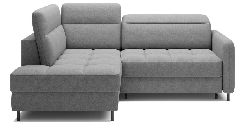 Canapé d’angle gauche convertible BARNEA 208 cm gris clair avec rangement 