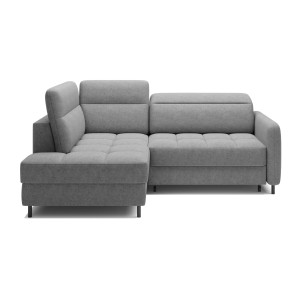 Canapé d’angle gauche convertible BARNEA 208 cm gris clair avec rangement 