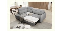Canapé d’angle gauche convertible BARNEA 208 cm gris clair avec rangement 