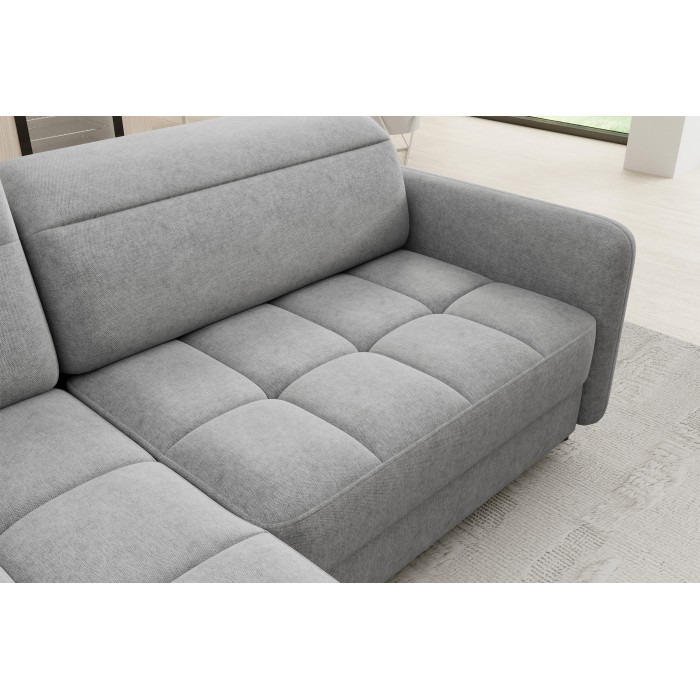 Canapé d’angle gauche convertible BARNEA 208 cm gris clair avec rangement 