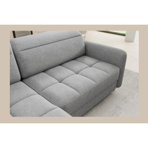Canapé d’angle gauche convertible BARNEA 208 cm gris clair avec rangement 