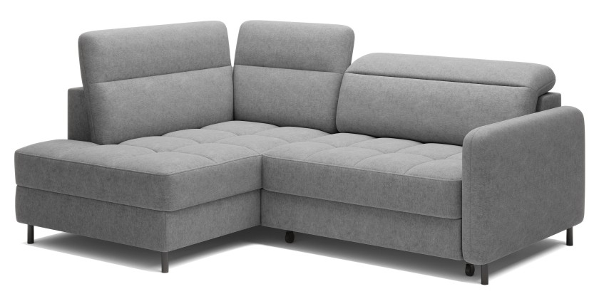Canapé d’angle gauche convertible BARNEA 208 cm gris clair avec rangement 