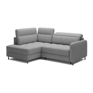 Canapé d’angle gauche convertible BARNEA 208 cm gris clair avec rangement 