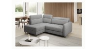 Canapé d’angle gauche convertible BARNEA 208 cm gris clair avec rangement 