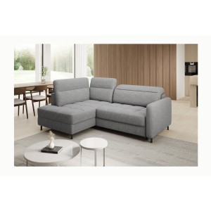 Canapé d’angle gauche convertible BARNEA 208 cm gris clair avec rangement 