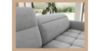 Canapé d’angle gauche convertible BARNEA 208 cm gris clair avec rangement 