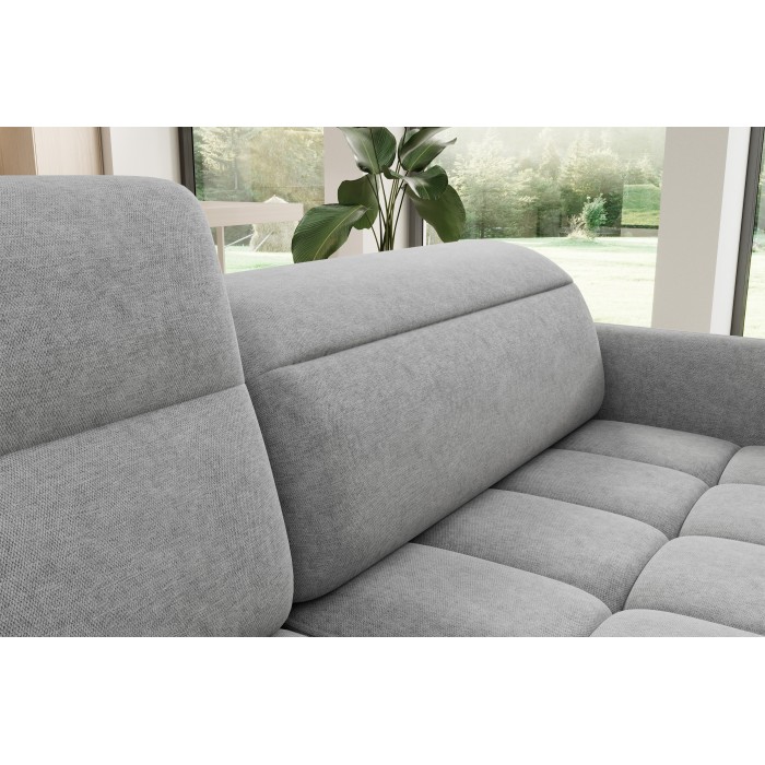 Canapé d’angle gauche convertible BARNEA 208 cm gris clair avec rangement 