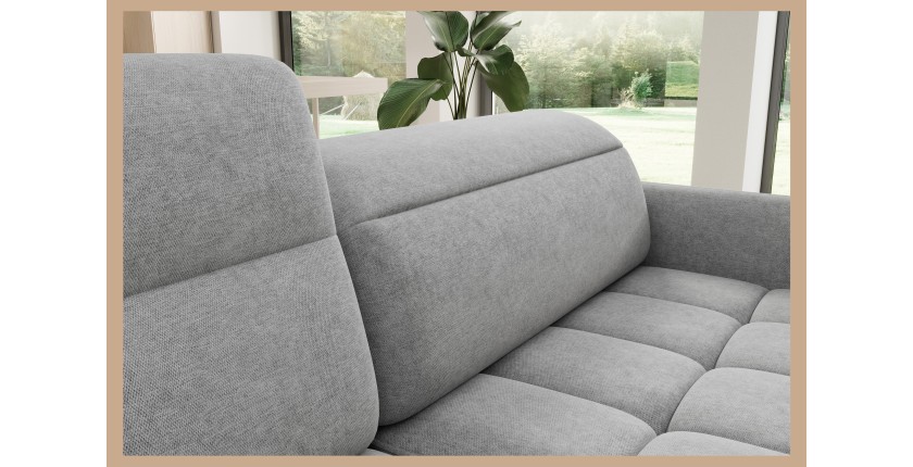 Canapé d’angle gauche convertible BARNEA 208 cm gris clair avec rangement 