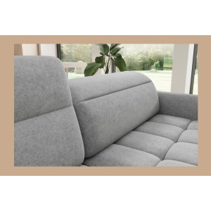 Canapé d’angle gauche convertible BARNEA 208 cm gris clair avec rangement 