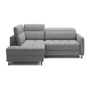 Canapé d’angle gauche convertible BARNEA 208 cm gris chiné avec rangement 