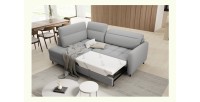 Canapé d’angle gauche convertible BARNEA 208 cm gris chiné avec rangement 