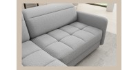 Canapé d’angle gauche convertible BARNEA 208 cm gris chiné avec rangement 