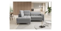 Canapé d’angle gauche convertible BARNEA 208 cm gris chiné avec rangement 